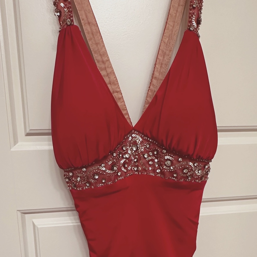 NiteLine Red Ruched Evening/Prom Dress - Picture 2 of 9